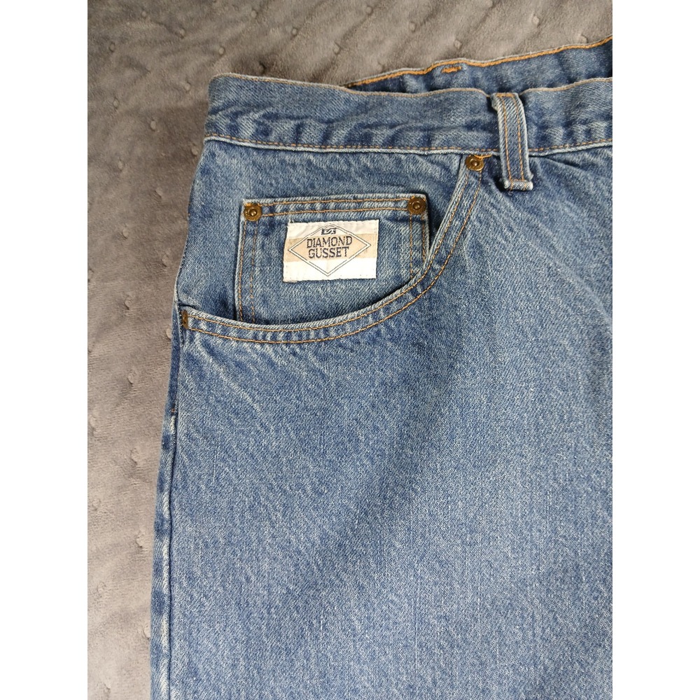 Diamond Gusset Mens Blue Denim Straight Leg Workwear Jeans 40x32 Made in USA - Picture 3 of 9